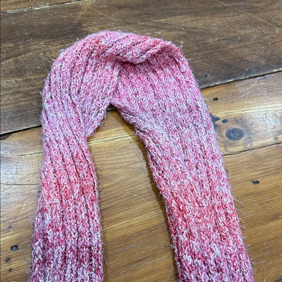 Handmade Red Pink and White Hombre Knit Long Winter Holiday Scarf - Picture 4 of 9